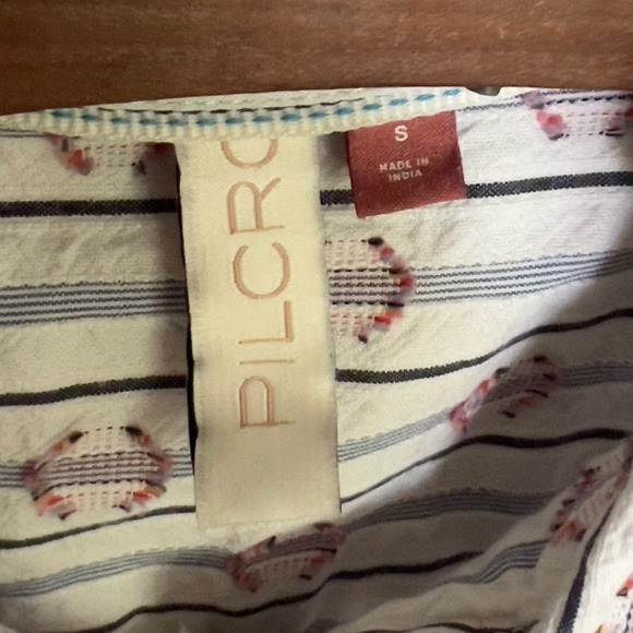 Pilcro Anthropologie Top Size S Small Button Up Collar Embroidered Boho Western - Picture 4 of 8